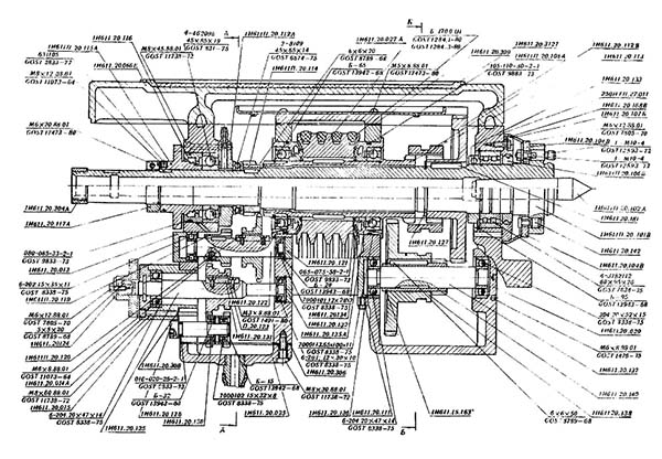 Передня бабка токрно-гвинторізного верстата 1И611П